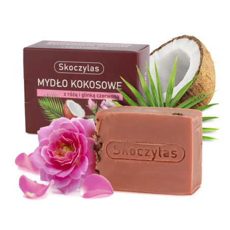 Mydło kokosowe z różą i glinką czerwoną - 100 g - Skoczylas