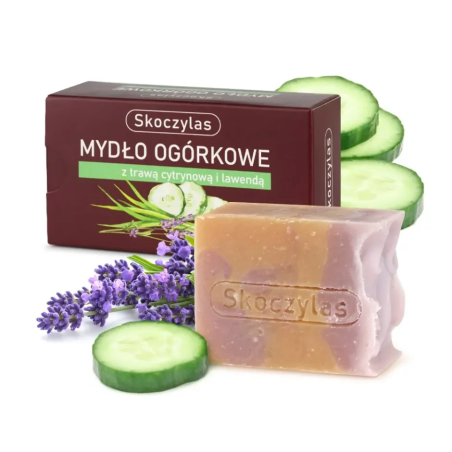 Mydło ogórkowe z trawą cytrynową i lawendą - 100 g - Skoczylas