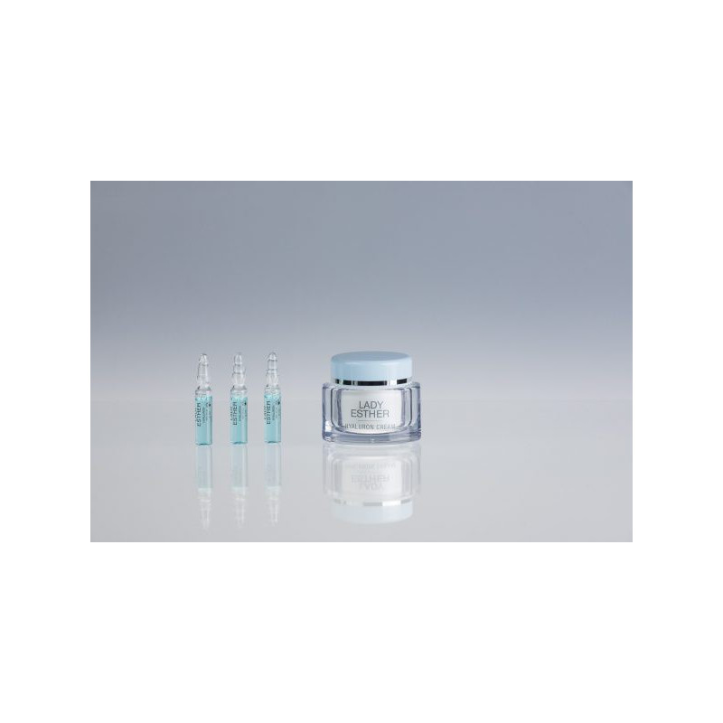Krem z kwasem hialuronowym i 3 ampułki - Lady Esther 50 ml